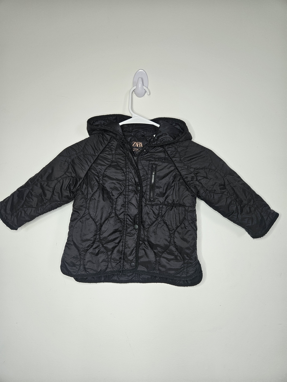 Zara Kids Black Quilted Hooded Puffer Jacket Coat Size 2-3 Years 98cm Toddler